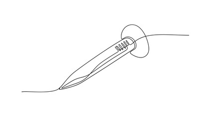 Outline of a sewing needle with thread for sewing projects  