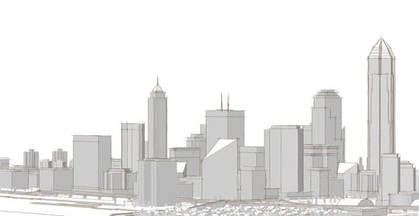 Obraz premium city ​​metropolis sketch 3d illustration