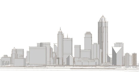 Fototapeta premium city ​​metropolis sketch 3d illustration