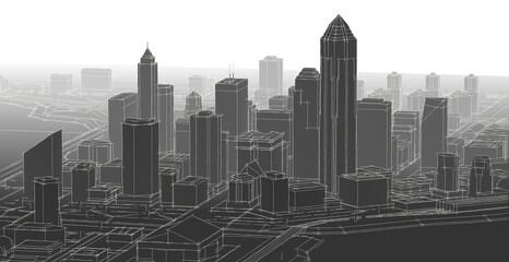 city ​​metropolis sketch 3d illustration