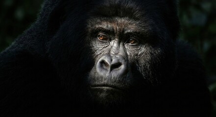 Portrait serr&eacute; d'un gorille des montagnes