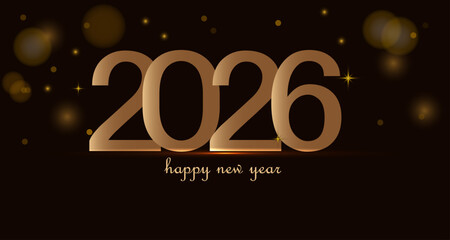 2026 luxury gold banner with bokeh elements and shiny stars