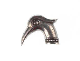 cane with a bird handle isolated on white background