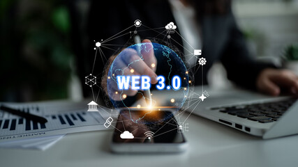 The interconnected global ecosystem of Web 3.0 technology. A worldwide network connecting blockchain, DeFi, NFT, and other decentralized services. Motif