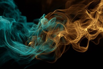 Fototapeta premium Emerald and Bronze Smoke Abstraction With Thin Lines and Premium Quality Background in 8K Resolution