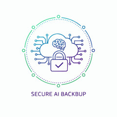 Secure AI backup with padlock and brain in cloud network