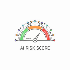 AI risk score gauge with low, medium, high risk levels