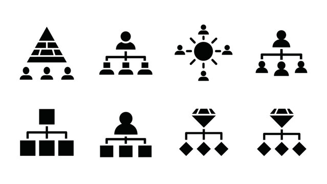 Business hierarchy icons set: simple black organization structures - Powered by Adobe