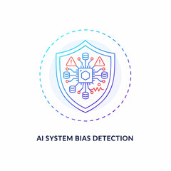 AI system bias detection concept with shield and warning signs