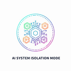 AI system isolation mode concept with colorful circuit design