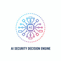 AI security decision engine concept with circuit board design
