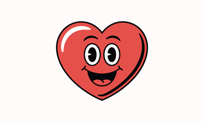Cheerful red heart character with a wide smile cartoon
