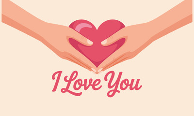 Hands Forming Heart Shape with I Love You Message