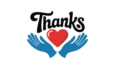 Hands Holding Red Heart with Thanks Text gratitude