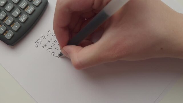 A student doing math. Close up.