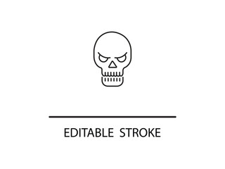 Angry skull icon with editable stroke for design projects.
