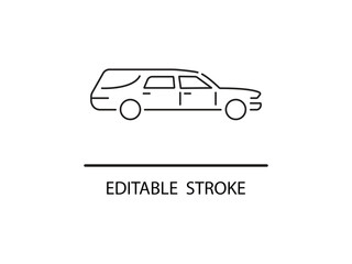 Modern SUV vehicle line icon with editable stroke.
