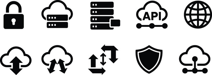 Cloud Computing and Network Security Icons vector illustration