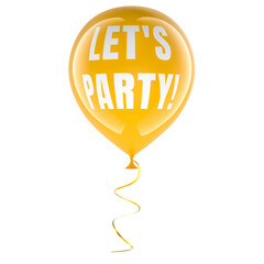 Lets Party, helium balloon. 3D rendering