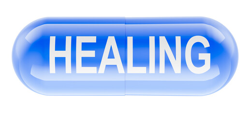 Healing, capsule pill. 3D rendering