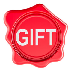 Gift, red wax seal. 3D rendering
