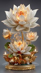 Luxury lotus floral sculpture decorative spiritual style high resolution image
