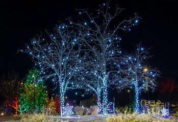 Artistic Christmas decoration on the street of downtown Fort Collins, Colorado