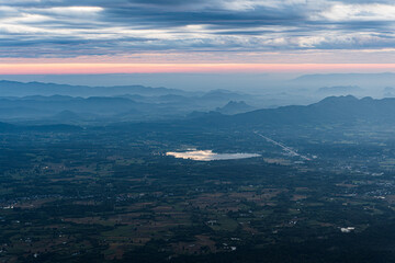 Serene Landscape View Beyond Mountains at Phu Kradueng National Park Thailand