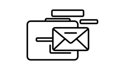 Email icon with briefcase and documents, business communication concept