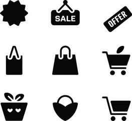 Shopping & Sale Icon Set &ndash; Minimalist Symbols for Retail, Discounts, and E-Commerce