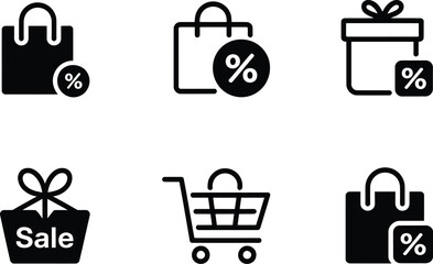 Shopping & Sale Icon Set &ndash; Minimalist Symbols for Retail, Discounts, and E-Commerce