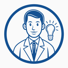 Scientist Portrait Innovation Idea Concept Vector Graphic Design Element