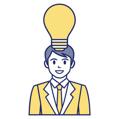 Bright Idea Concept With Business Man And Lightbulb Illustration Vector