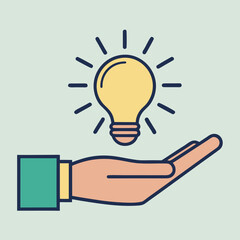 Hand Holding Lightbulb Icon Innovation Concept Bright Idea Creativity Vector