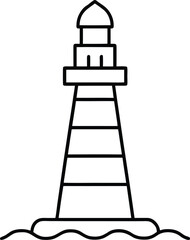 Coastal Lighthouse Beacon Flat Vector Illustration on White Background