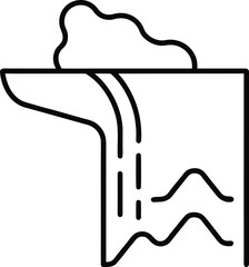 Vertical Waterfall Flow Nature Landscape Flat Vector Illustration