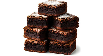 A delectable stack of freshly baked chocolate brownies dusted with powdered sugar, perfect for a sweet treat