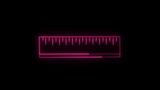 Abstract ruler vector icon animation.ruler icon animated on black background. 4k video.