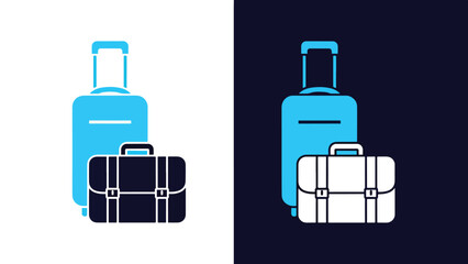 Obraz premium Travel icons - Blue icon set - Solid icons vector collection - Vector icon set - Line and glyph solid icon set - Icon vector - Flat Design Icon