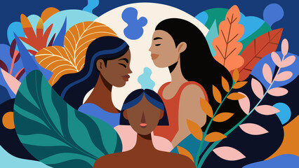 Calm Forest Minds: Collective mindfulness in a nature-inspired vector scene