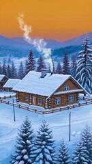 Small village in winter