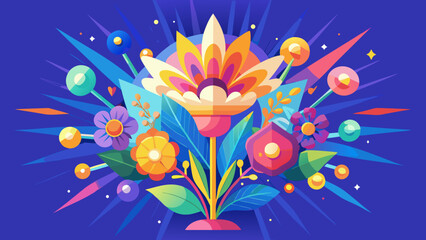 Radiant Energy: a vibrant vector bouquet with geometric motion and bold color blocks