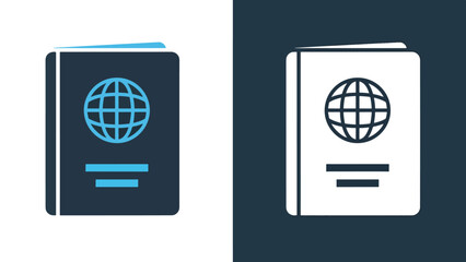 Passport icons - Blue icon set - Solid icons vector collection - Vector icon set - Line and glyph solid icon set - Icon vector - Flat Design Icon