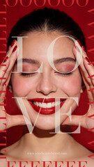 Valentine Love Typography Beauty Poster With Red Background