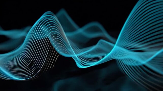 Abstract Blue Waveform Sound Visualization.