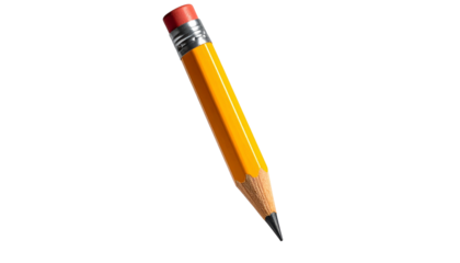 Yellow lead pencil isolated on transparent background, high-quality PNG with sharpened tip and vibrant color, perfect for school, office, stationery designs, and illustrations.
