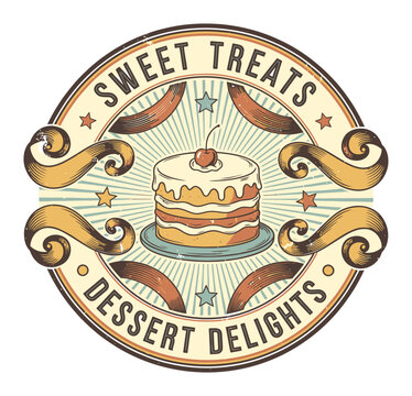 Vintage Sweet Dessert Badge Vector Design