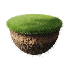 Floating Island with Green Grass and Soil Keywords: island, floating, grass, green, soil, earth isolated on a transparent background