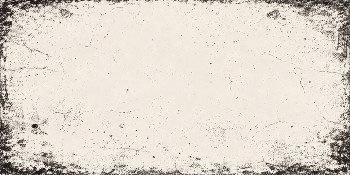 Aged vintage grey concrete wall with a rough dirty stone texture and an antique paper frame design provides a blank grungy surface backdrop with space for text