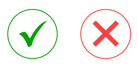 right and wrong check mark icon set